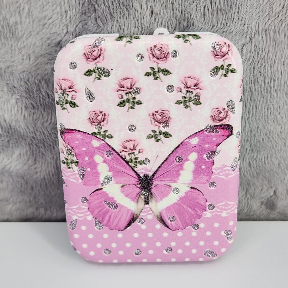 NEW Compact Mirror 2.5" X 3" Double-sided folding makeup travel butterfly roses